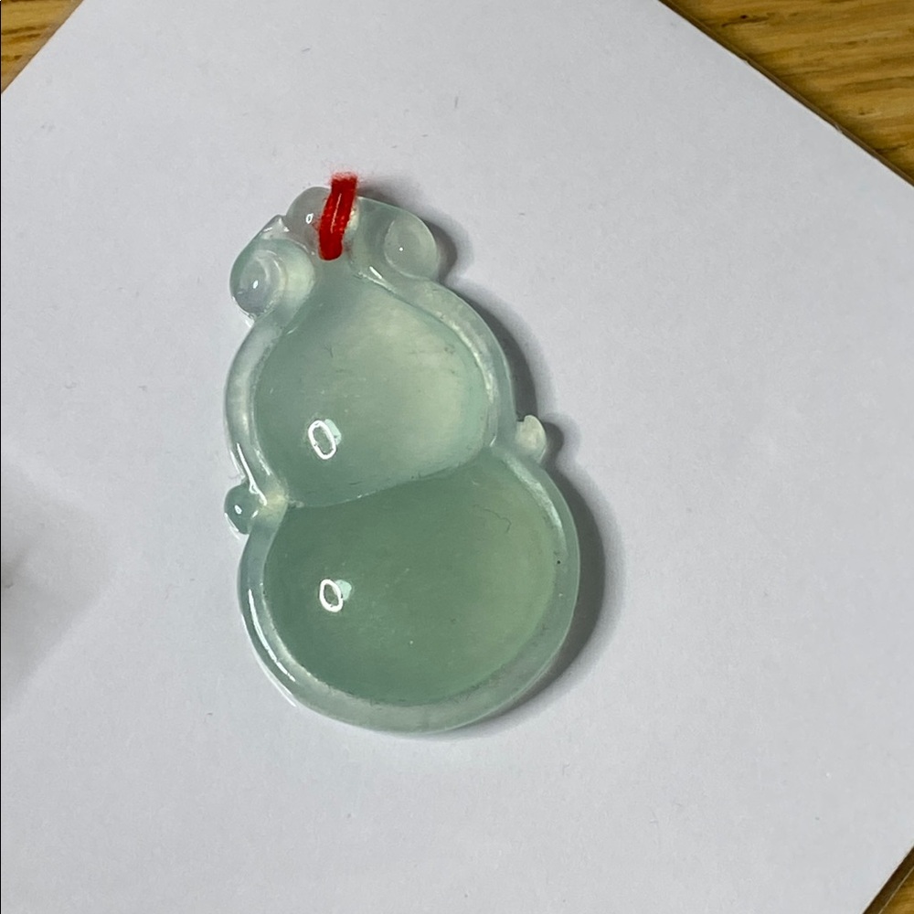 Natural Icy Jadeite Hulu Pendant | Ruyi Gourd Carving | Translucent Green Jade